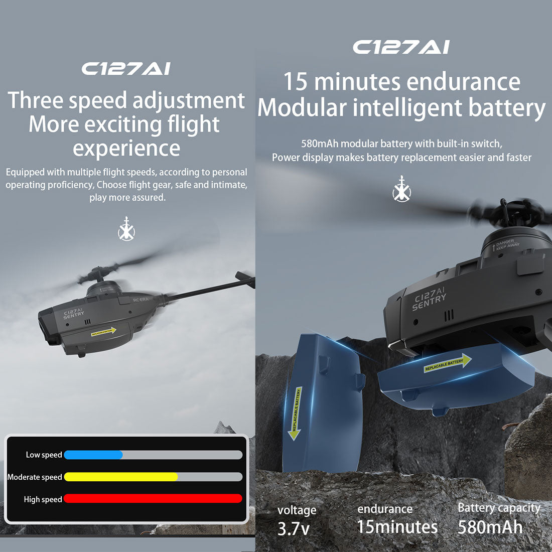 C127AI Scout Drone Model 2.4G RC 4CH Single-Rotor Brushless Helicopter Model Without Aileron enginediyshop