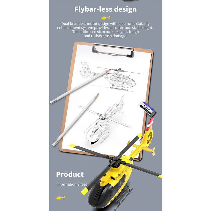 YU XIANG F06 1/36 Scale EC-135 2.4G 6-Channel RC Direct-Drive Brushless Helicopter 3D Aerobatic Aircraft Model enginediyshop