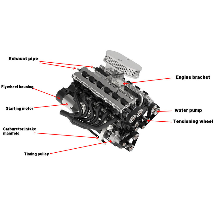 ENJOMOR V12 GS-V12 72CC DOHC Four-Stroke V-Shaped Twelve-Cylinder Water-Cooled Electric Gasoline Internal Combustion Engine Model - V12 Engine Model That Works enginediyshop