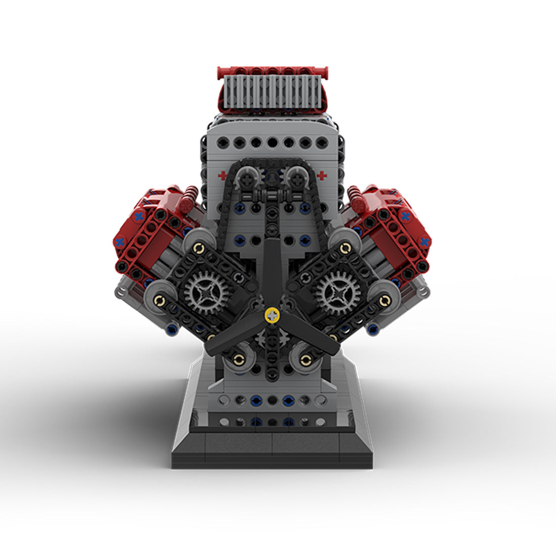 MOC Crossplane V8 Engine with Supercharger & Removable Cover Building Toy Set, Build Your Own V8 Engine - 1054PCS enginediyshop