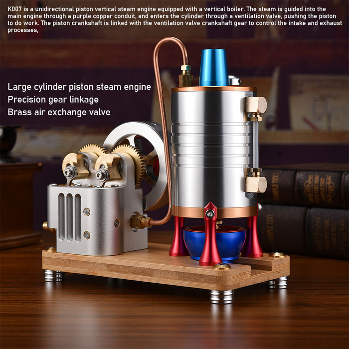 All-Metal Vertical Dual-Cylinder Oneway Piston Steam Engine Model Semi-circular Dynamically Balanced Crankshaft Educational & Collectible Mechanical Model - enginediyshop