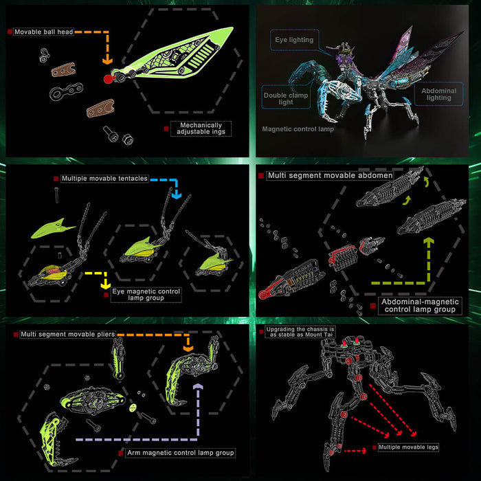 3D Metal Mechanical Mantis DIY Assembly Insect Model Kits Creative Ornaments-1000+PCS enginediyshop