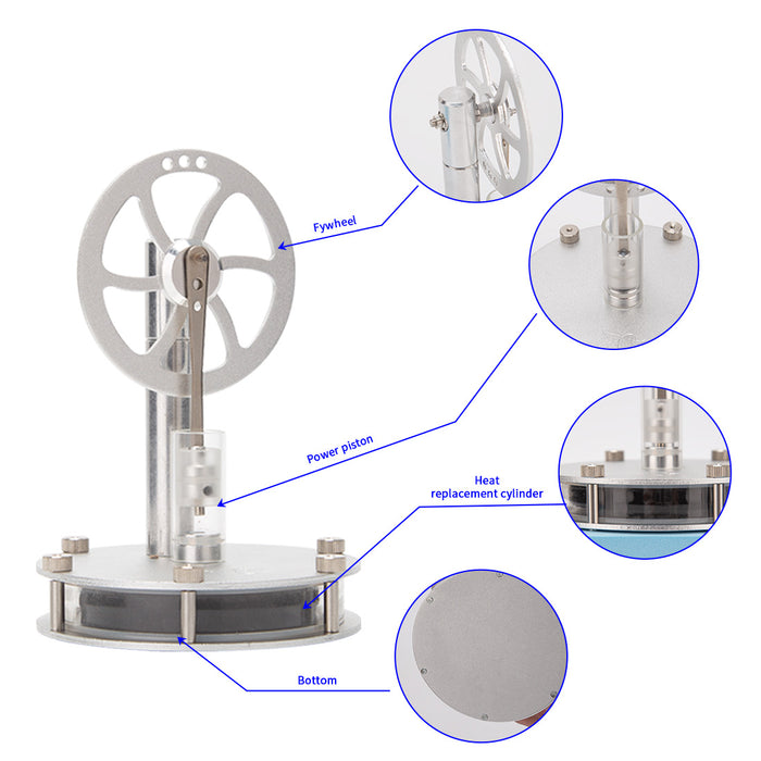 Low Temperature Stirling Engine Kit Magnetic Single-Linkage LTD Stirling Engine DIY Assembly STEM Educational Thermal Science Toy - Kit Version enginediyshop