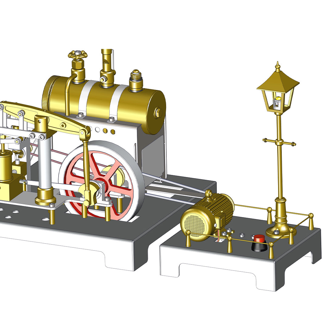 RETROL Full Metal DIY Steam Engine Model with Horizontal Boiler & Centrifugal Flyball Governor (84PCS)