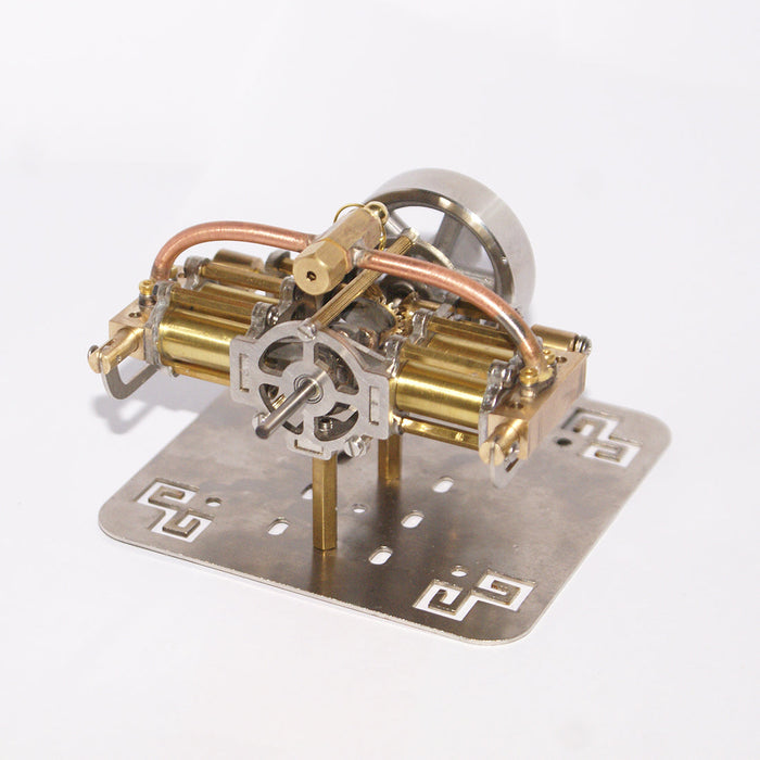 Mini 4 Cylinders Horizontally Opposed Steam Engine Model without Boiler for Model Ship Gift Collection - Enginediy - enginediy