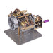 Mini Horizontally Opposed 4-Cylinder Steam Engine Model With Gearbox for Small Steam Model Ship enginediyshop