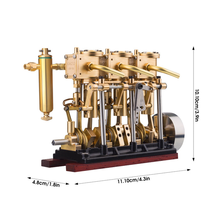 KACIO LS3-13S Steam Engine 3-cylinder Reciprocating Engine with Oil Cup Reverse Rotation enginediyshop