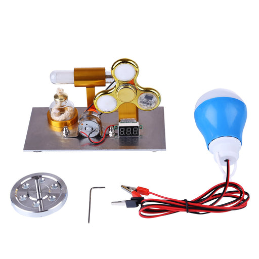 L-Shaped Stirling Engine Model with Voltage Digital Display Meter Gyroscopes and Bulb Science Experiment STEM Educational Model Collection - enginediy