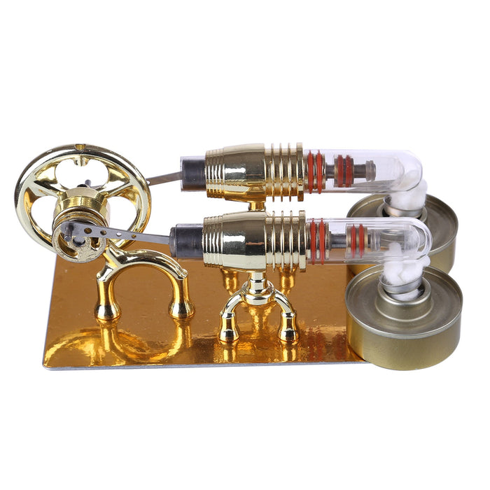 2 Cylinder Stirling Engine Model Engine Teaching Show Model Science Educational Toys - Golden - enginediy