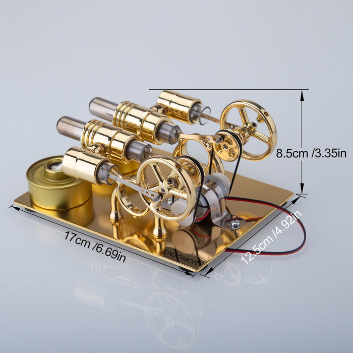 ENJOMOR Stirling Engine 4 Cylinder Hot Air Stirling Engine Generator External Combustion Engine Model enginediyshop