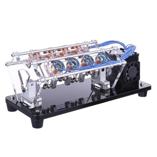 V8 Electromagnetic Engine 5V 4W 8 Coils High Speed V-Shaped Automobile Engine Model for Gift Collection - enginediy