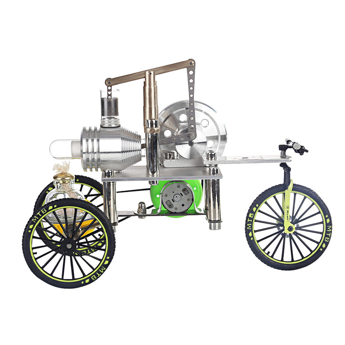 ENJOMOR Stirling Engine Tricycle Model Walkable Manual Steering Car Model Motor Toy enginediyshop