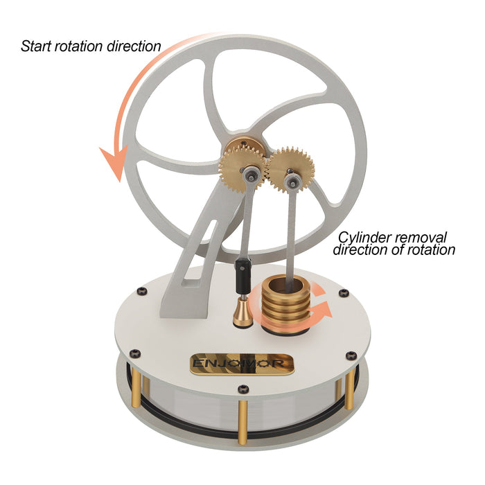 ENJOMOR γ-Type Gas Displacement Piston Type Low Temperature Difference LTD Stirling Engine Metal Gear Transmission Heat Engine Model enginediyshop