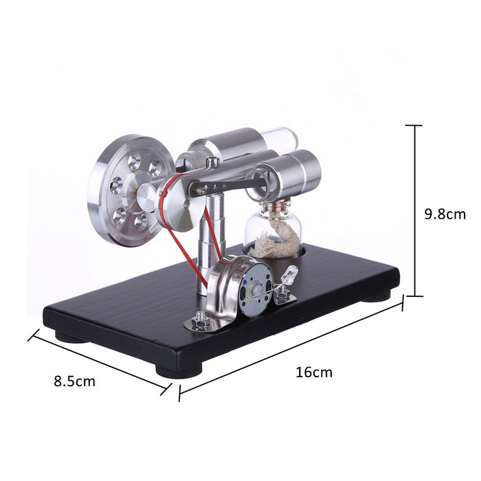 γ-shape Stirling Engine Generator Model with LED Lights Voltage Digital Display Meter Science Educational Model STEM Collection - enginediy