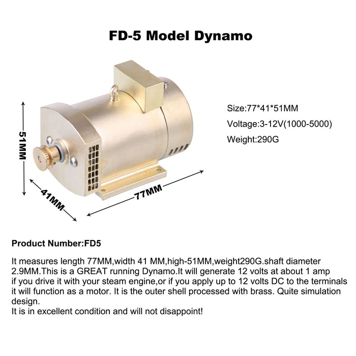 12V Miniature Motor for Steam Engine FD-5 enginediyshop