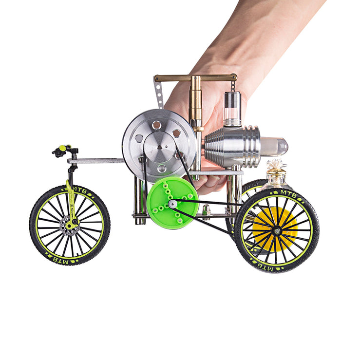 ENJOMOR Stirling Engine Tricycle Model Walkable Manual Steering Car Model Motor Toy enginediyshop