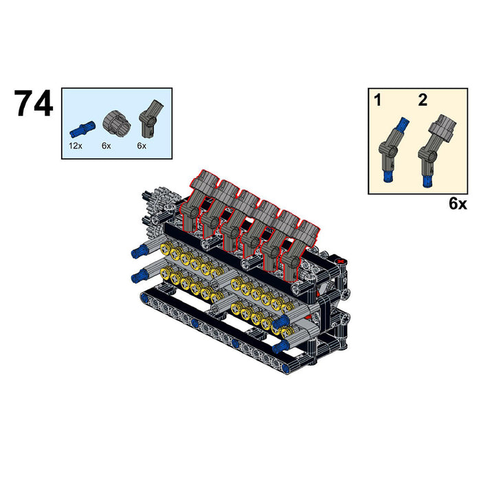 V12 Engine with Gearbox 856PCS Mk2 Sci-fi Engine Model Building Blocks Toy Set MOC-43833