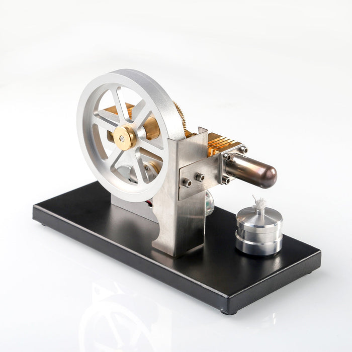 ENJOMOR Hot Air Stirling Engine Generator Model with LED Light and Voltmeter - Horizontally Opposed Diamond Structure Gear Drive enginediyshop