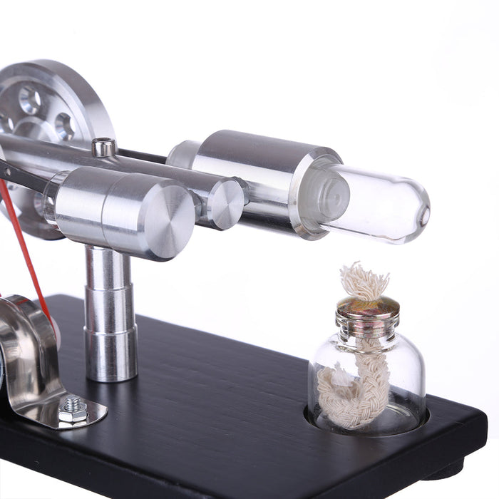 γ-shape Stirling Engine Generator Model with LED Lights Voltage Digital Display Meter Science Educational Model STEM Collection - enginediy