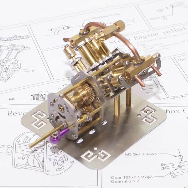 Mini V4 Steam Engine Model with Reverse Gearbox Toy Creative Gift - enginediy