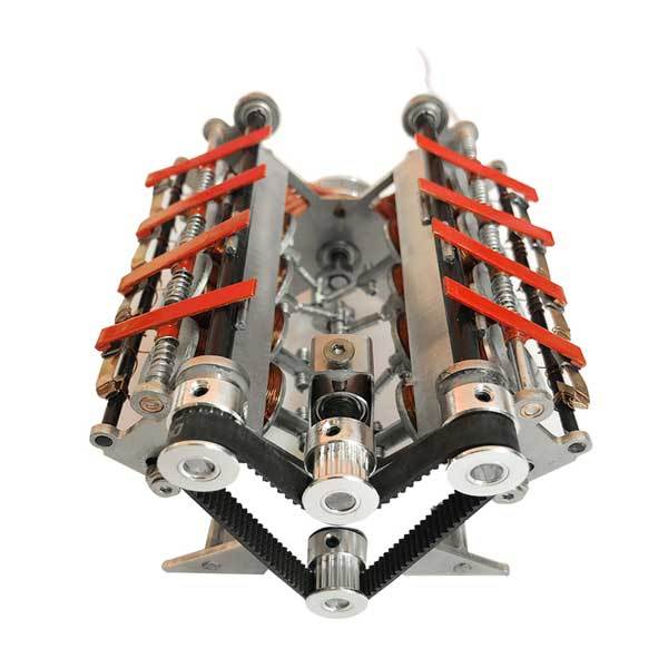 V8 Electromagnetic Motor Engine 24V DIY Runnable Generator for Science Project - Enginediy - enginediy