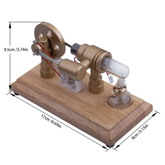 ENJOMOR Gamma Hot Air Stirling Engine External Combustion Engine Model with LED Light enginediyshop