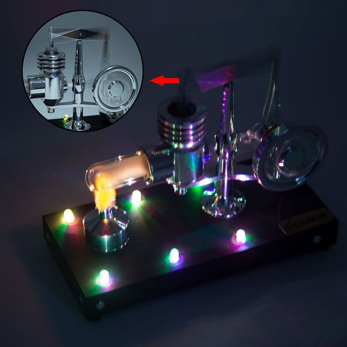 ENJOMOR Metal Balance Hot-air Stirling Engine Model with LED Lighting Set Educational Toys Gifts enginediyshop