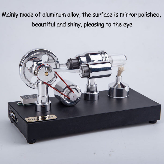 ENJOMOR Metal Gamma Hot-air Stirling Engine Model with Bulb Educational Toys Gifts enginediyshop