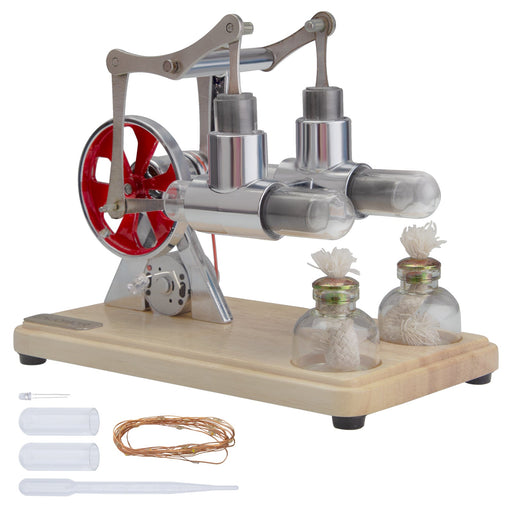 ENJOMOR Balance Twin Cylinder Hot Air Stirling Engine External Combustion Engine Model enginediyshop