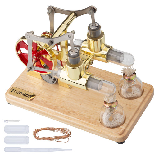 ENJOMOR Balance Twin Cylinder Hot Air Stirling Engine External Combustion Engine Model enginediyshop