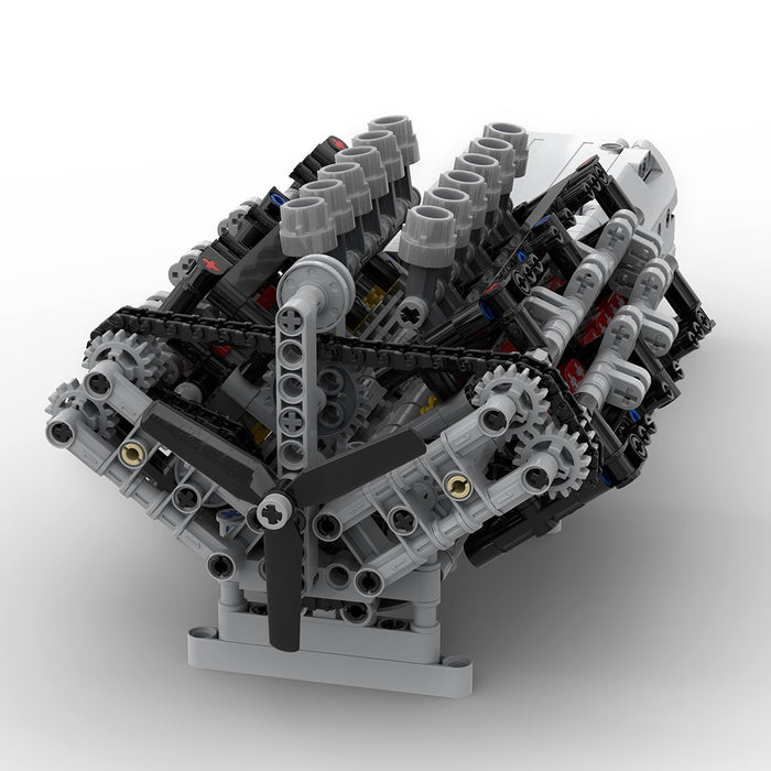 V12 Engine with Gearbox 856PCS Mk2 Sci-fi Engine Model Building Blocks Toy Set MOC-43833