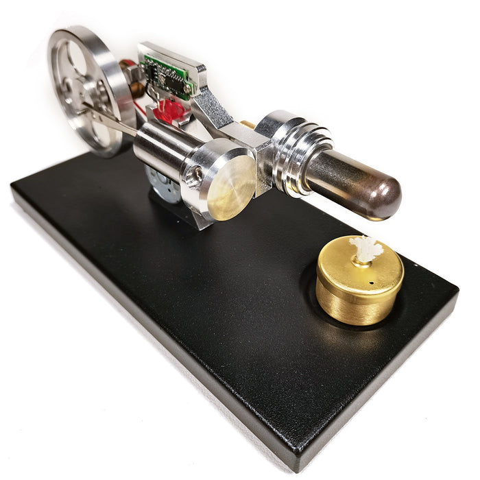 Gamma Stirling Engine γ-Type Single Cylinder Stirling Engine Model with Voltage Digital Display Meter and Glow Lamp Bead Science Experiment Educational Toy - Enginediy Customized - enginediy