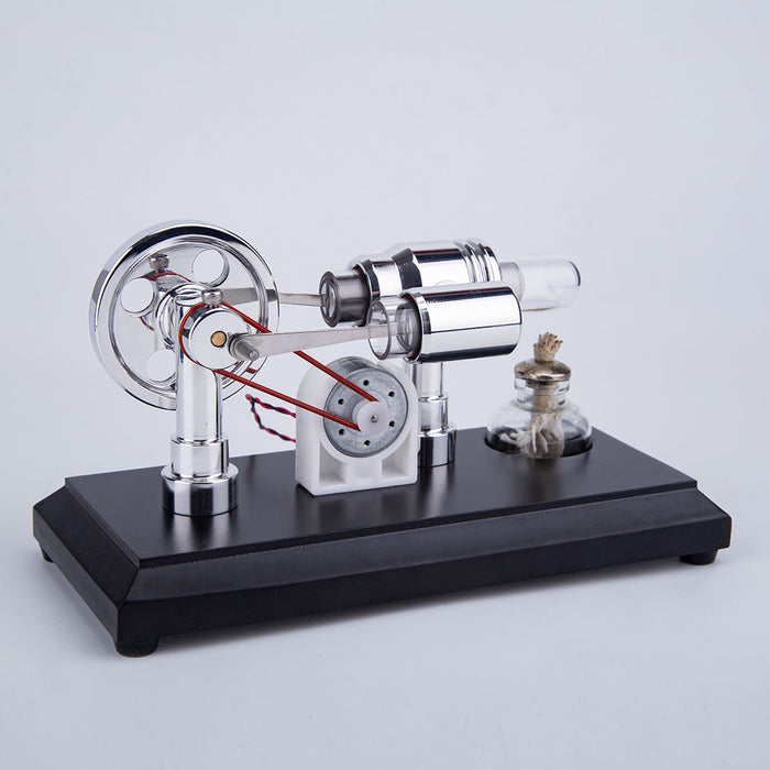 ENJOMOR Metal Gamma Hot-air Stirling Engine Model with Lamp Beads Educational Toys Gifts