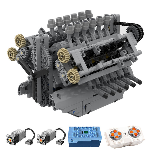 MOC-40128 V12 Engine with Gearbox Sci-fi Engine Model Building Blocks Toy Set 789PCS