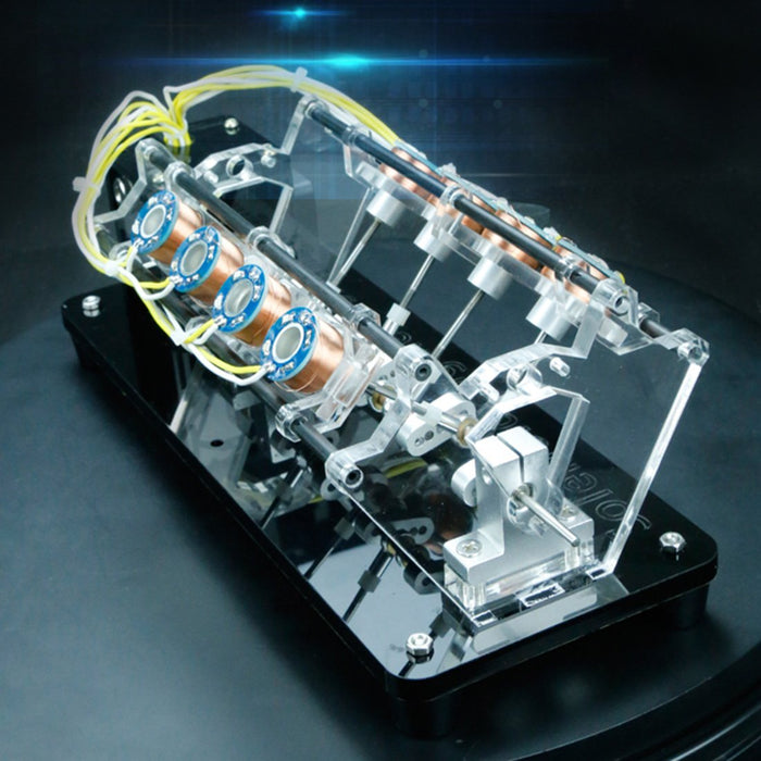 V8 Electromagnetic Engine 5V 4W 8 Coils High Speed V-Shaped Automobile Engine Model for Gift Collection - enginediy