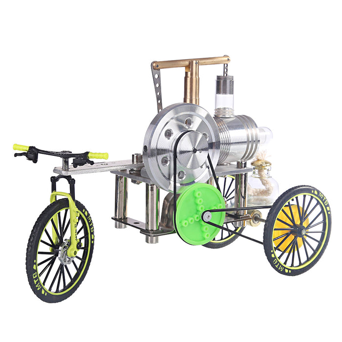 ENJOMOR Stirling Engine Tricycle Model Walkable Manual Steering Car Model Motor Toy