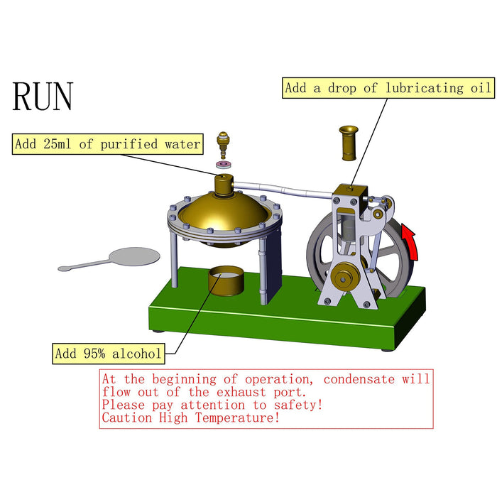 ENJOMOR Retro Steam Engine Kit with Spherical Boiler Support and Additional Load enginediyshop