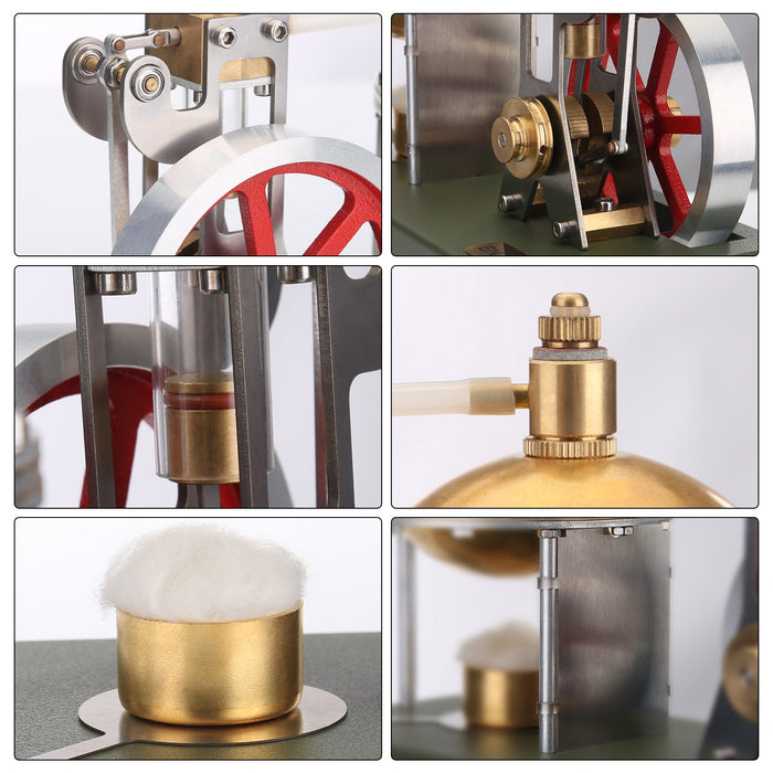 ENJOMOR Retro Steam Engine Kit with Spherical Boiler Support and Additional Load enginediyshop