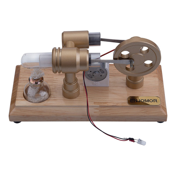 ENJOMOR Gamma Hot Air Stirling Engine External Combustion Engine Model with LED Light enginediyshop