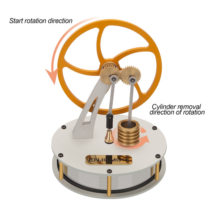 ENJOMOR γ-Type Gas Displacement Piston Type Low Temperature Difference LTD Stirling Engine Metal Gear Transmission Heat Engine Model enginediyshop